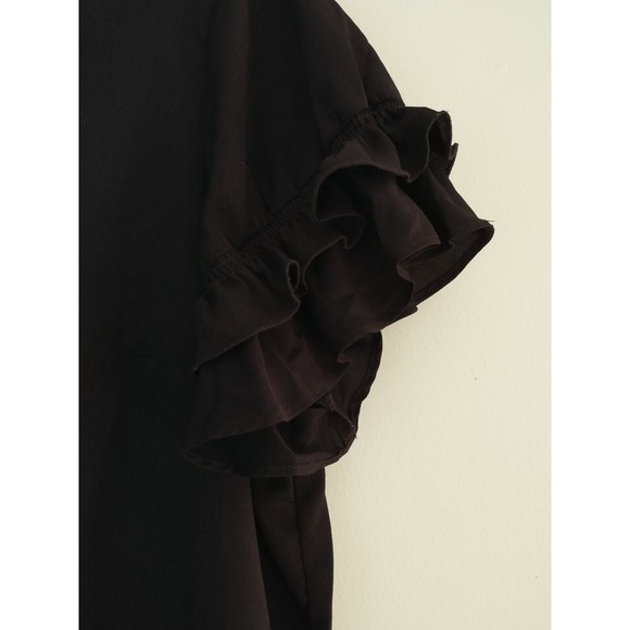 Lane Bryant Womens Ruffle Sleeve Shirt Size 14W Black Witchcore Minimalist Flowy - Picture 3 of 6